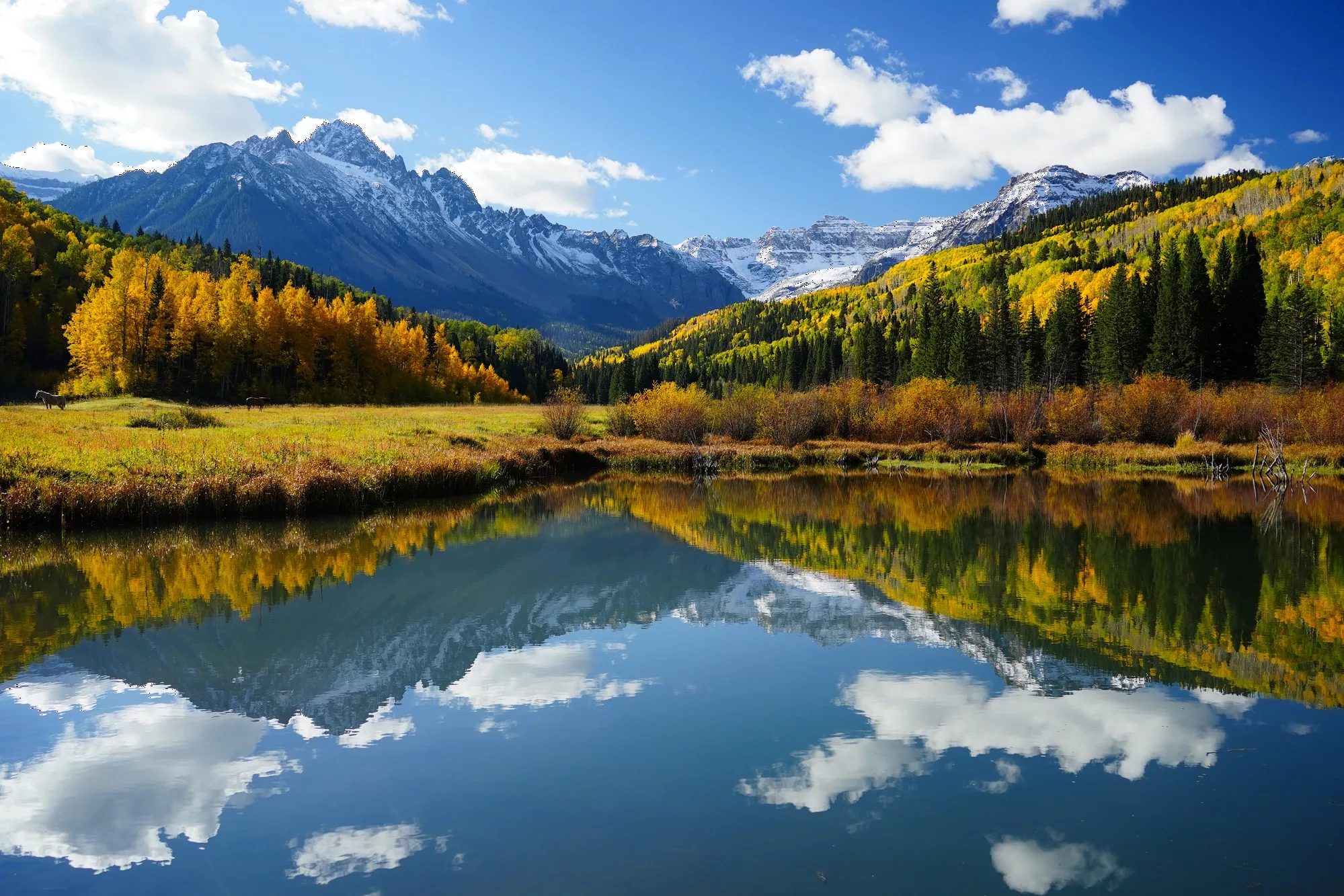 Don Mammoser Colorado Guided Photography Tour snow capped mountains and trees reflecting in water