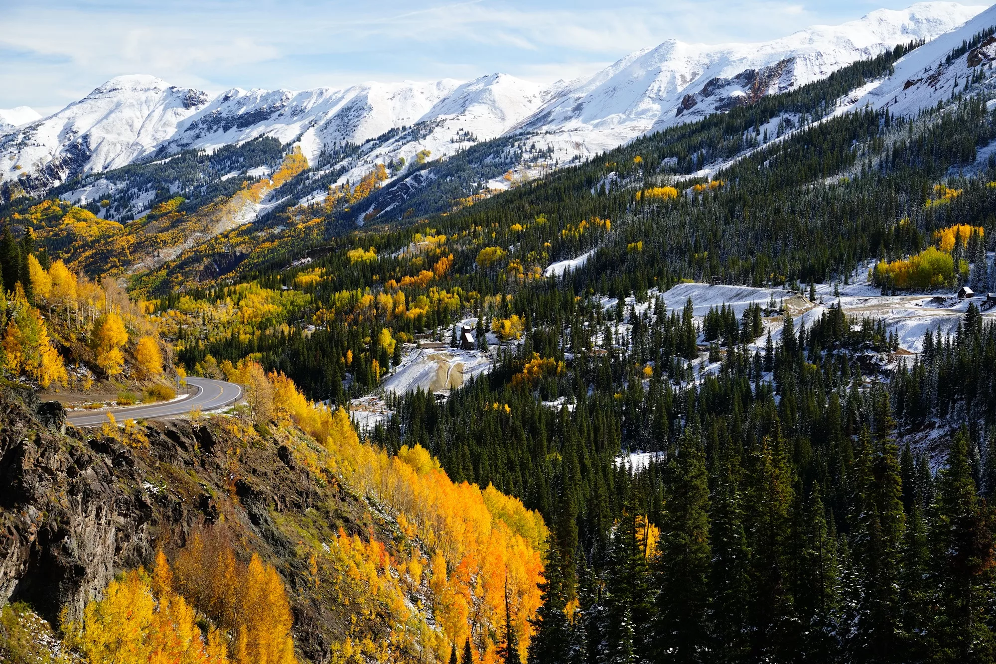 Don Mammoser Colorado Guided Photography Tour snow capped mountains and Aspen Trees along Highway